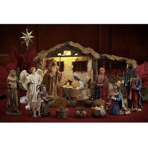 Three Kings Gifts 23 Pieces, 5-Inch The Real Life Nativity - Includes Light WM7